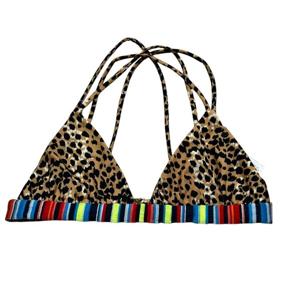 MARA HOFFMAN Leopard Colorful Triangle Bikini Swim Top Women's Size Small - Picture 1 of 8